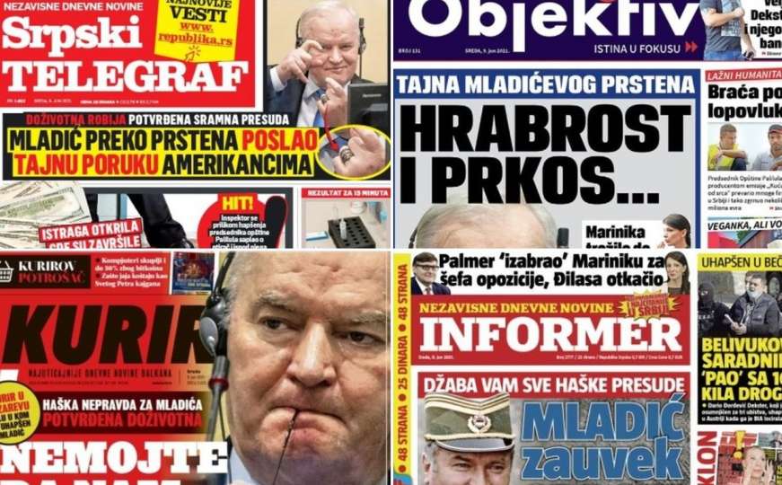 Skandalozno izvještavanje srbijanskih tabloida, veličanje zločinca Mladića